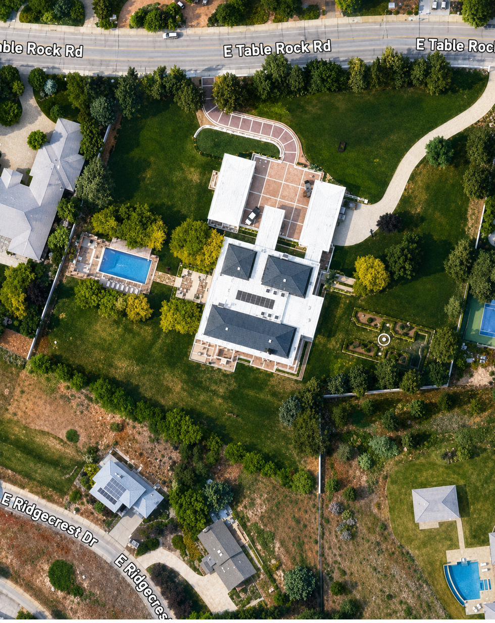 Top-down aerial of the parcel on E. Table Rock Road