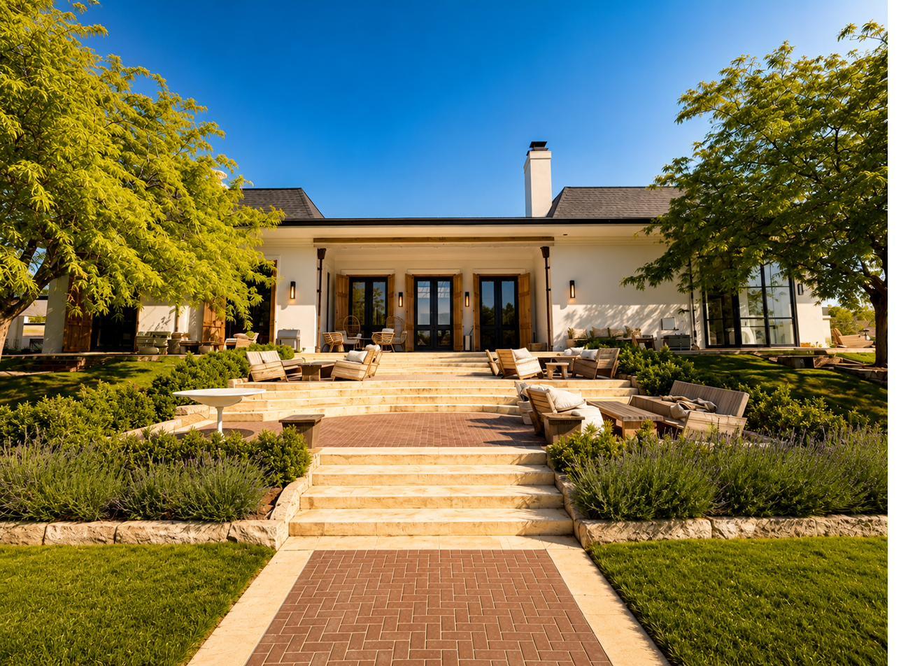 Garden path to the pool entrance