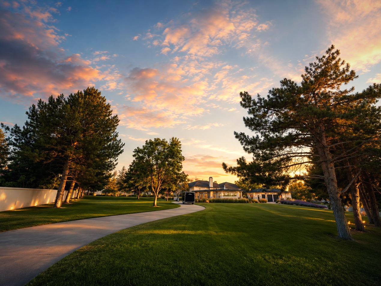The east drive toward the guest house