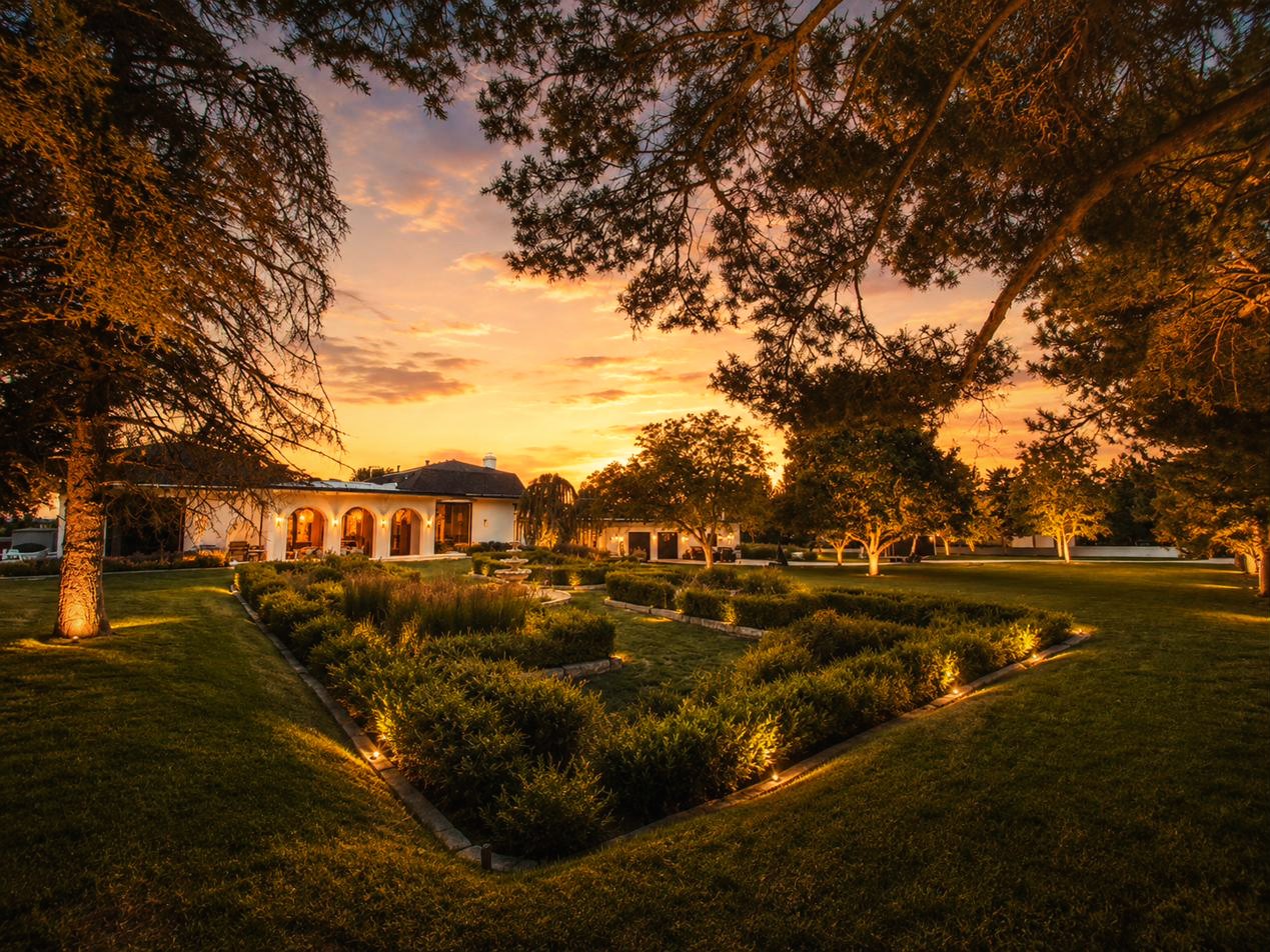 Secured formal gardens within the walled perimeter
